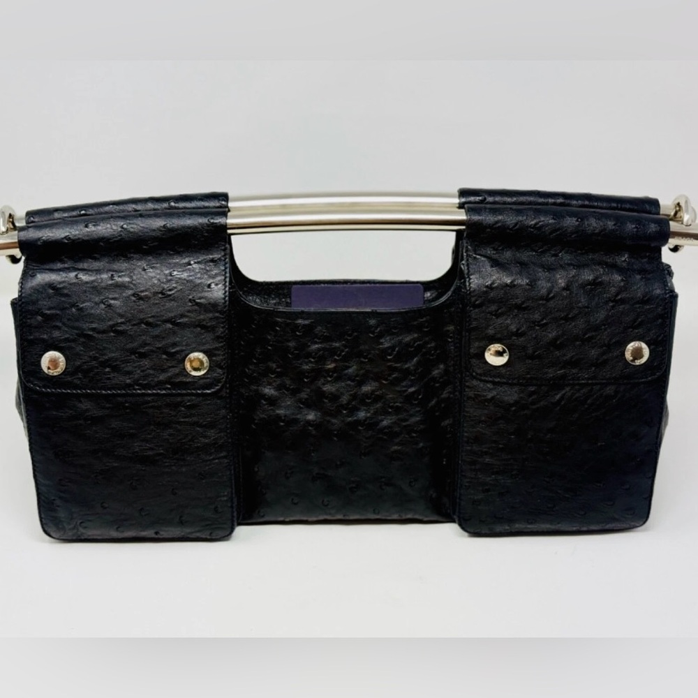 ❌SOLD❌Prada Strezzo Bars Black Ostrich Bag - SSO3 Archival Vintage - New w/Tags